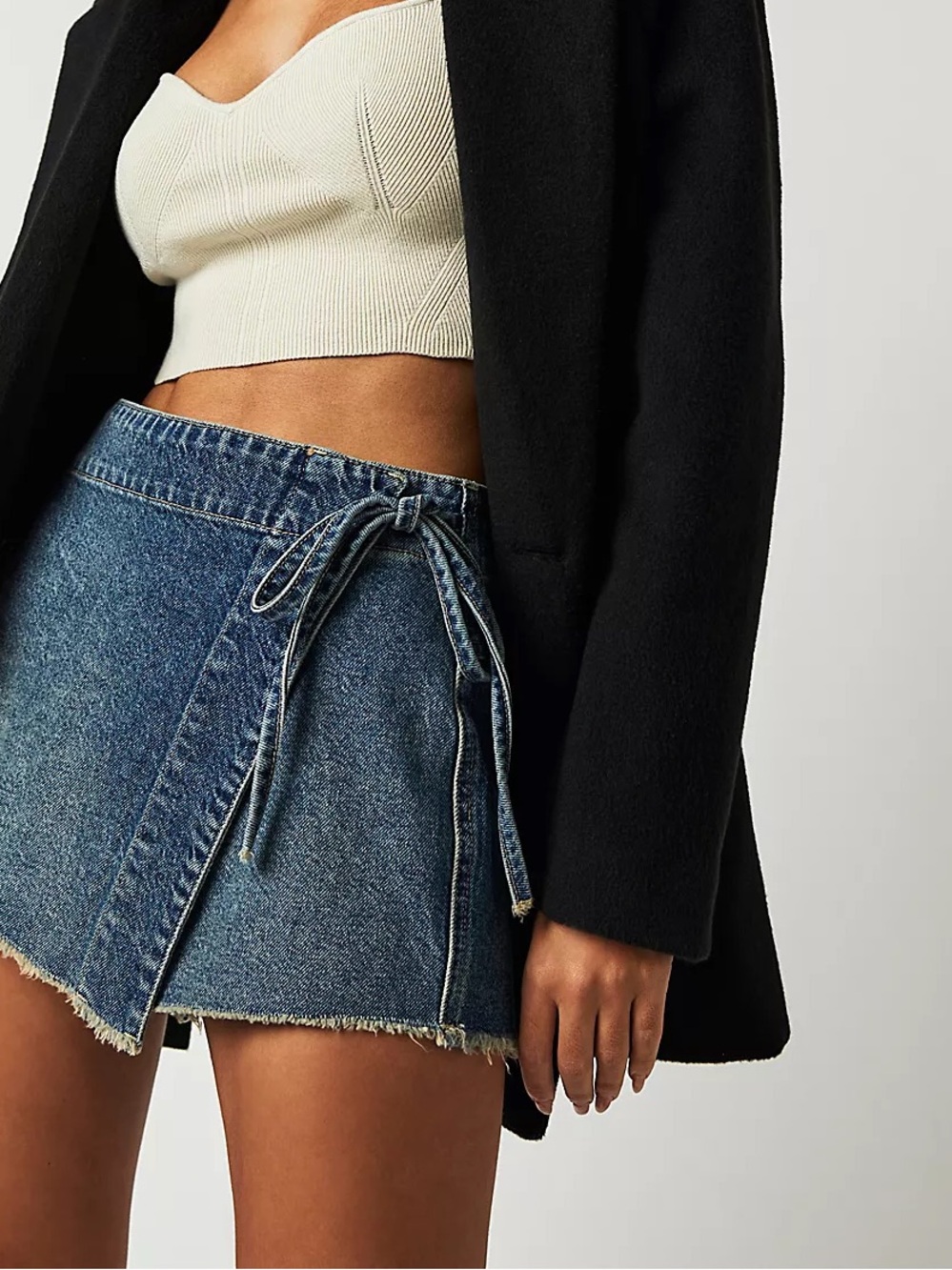 Free People • Emmy denim wrap skort